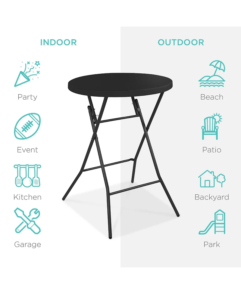Best Choice Products 32in Bar Height Folding Table, Indoor Outdoor Accessory w/ Thick Table Top, 330lb Capacity