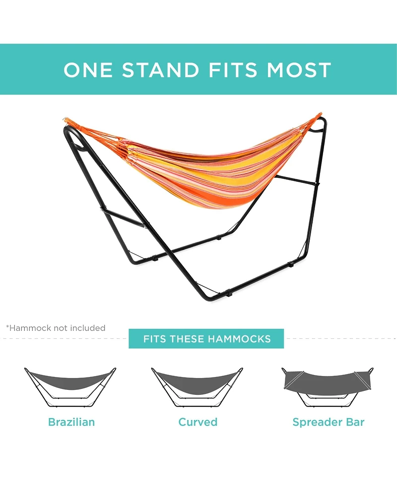 Best Choice Products Outdoor Adjustable Steel Hammock Stand for 9-14ft Hammocks w/ Hooks, Carrying Bag, 450lb Capacity