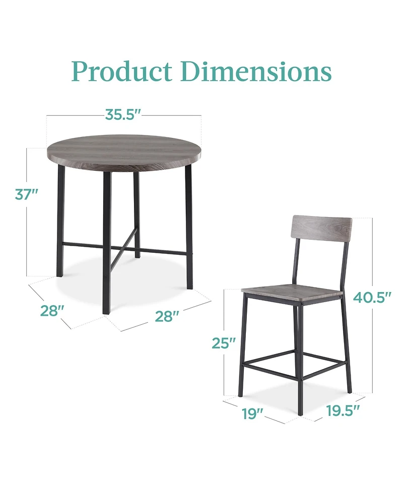 Best Choice Products 5-Piece Modern Round Counter Height Dining Set w/ 4 Chairs, 1.5in Thick Table