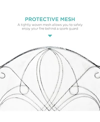 Best Choice Products 3-Panel 55x33in Wrought Iron Fireplace Safety Screen Decorative Scroll Spark Guard Cover