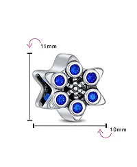 Bling Jewelry Frozen Winter Holiday Party Christmas Snowflake Shape Blue Cubic Zirconia Bead Cz Charm Sterling Silver European Bracelet