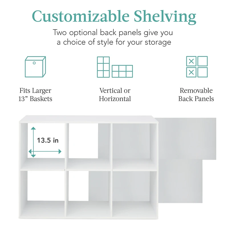 Best Choice Products 6-Cube Bookshelf, 13.5in Display Storage System, Organizer w/ Removable Back Panels