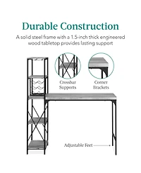 Best Choice Products 3-Piece Bar Height Dining Set w/ Bottle Rack, Glass Storage, 5 Shelves