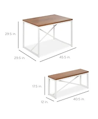 Best Choice Products 45.5in 3-Piece Bench Style Dining Furniture Set, 4-Person Dinette w/ 2 Benches, Table