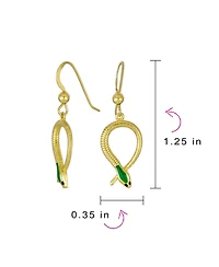 Bling Jewelry Garden Animal Pet Reptile Egyptian Headed Serpent Snake Dangling Earrings Yellow Gold Plated Sterling Silver