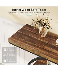 Tribesigns 41.3" Console Table, Industrial 4-Tier Sofa Table Entryway Table with Circle Base, Narrow Wood Accent Tables with Storage Shelves for Livin