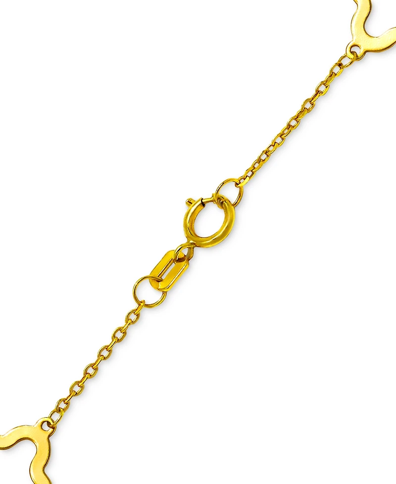 Solid & Silhouette Alternating Clover Station Link Bracelet in 14k Gold