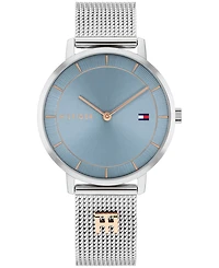 Tommy Hilfiger Women's Quartz Silver-Tone Stainless Steel and Carnation Gold Steel Mesh Bracelet Watch 35mm