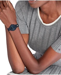 Tommy Hilfiger Women's Quartz Ionic Plated Blue Stainless Steel and Gold-Tone Steel Mesh Bracelet Watch 35mm