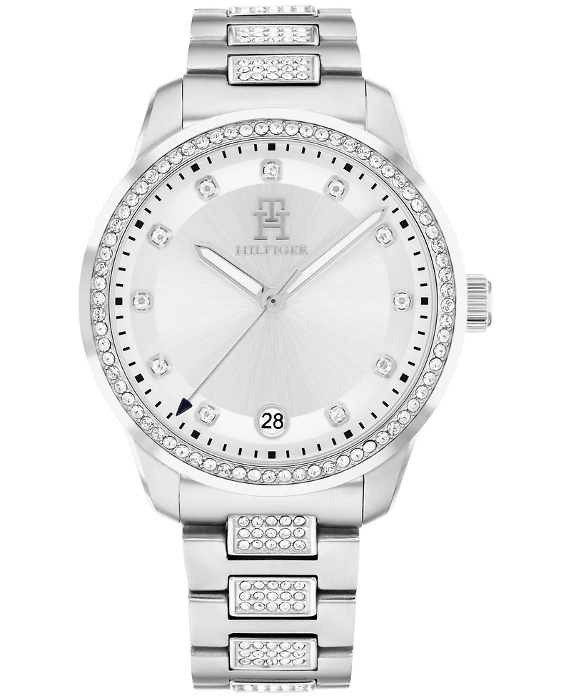 Tommy Hilfiger Women's Quartz Silver-Tone Stainless Steel with Crystals Bracelet Watch 36mm