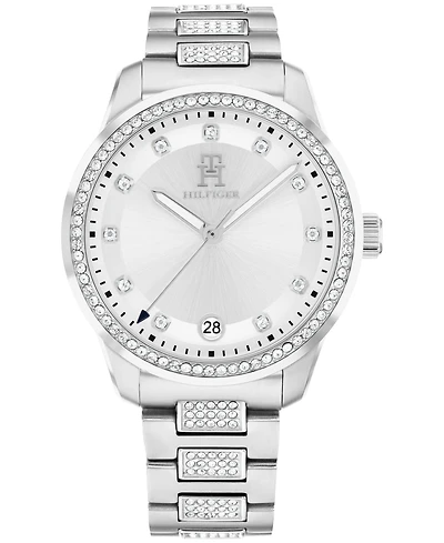 Tommy Hilfiger Women's Quartz Silver-Tone Stainless Steel with Crystals Bracelet Watch 36mm