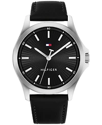 Tommy Hilfiger Quartz Black Leather Strap Watch 42mm