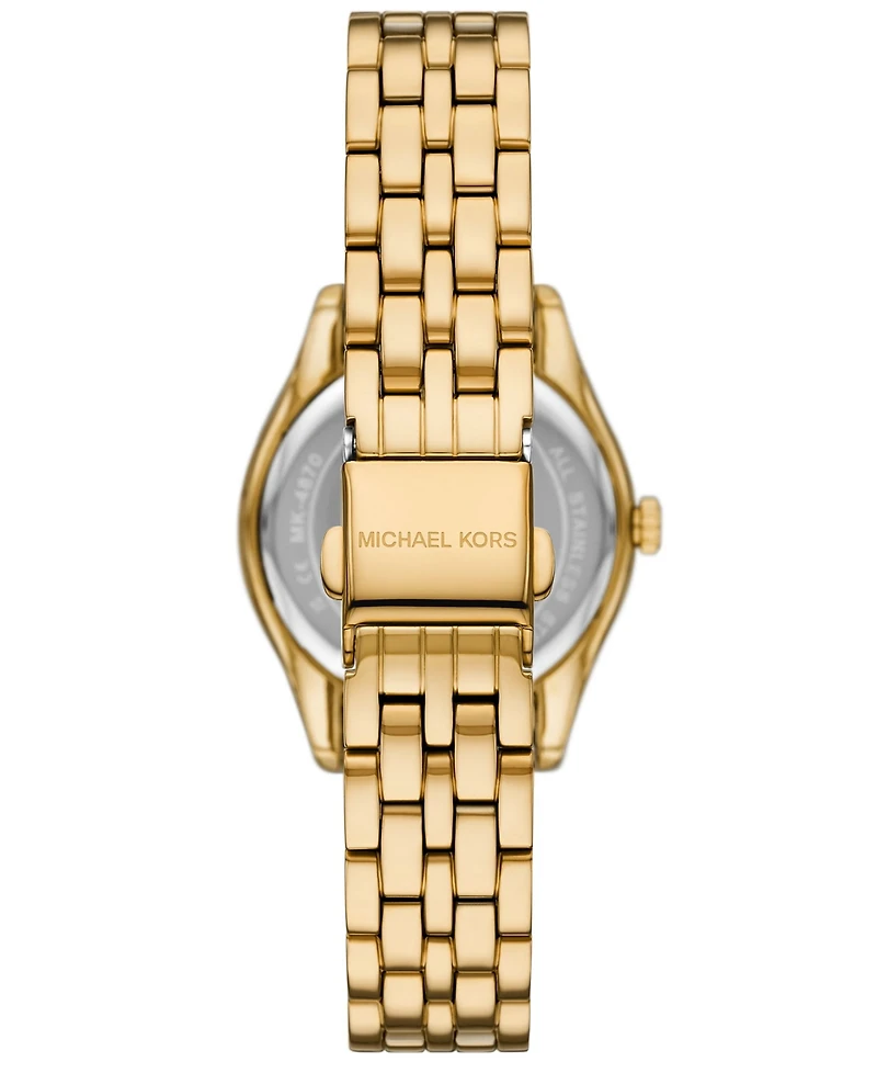 Michael Kors Women's Harlowe Three-Hand Gold-Tone Stainless Steel Watch 33mm
