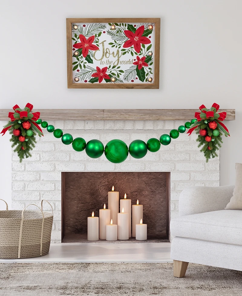 Northlight 6' Shiny and Matte Shatterproof Ball Christmas Swag