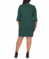 24seven Comfort Apparel Plus Three Quarter Sleeve Mini Dress
