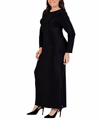 24seven Comfort Apparel Plus Long Sleeve Shimmery Maxi Dress