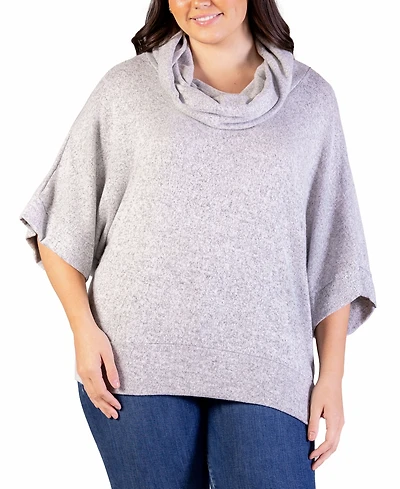 24seven Comfort Apparel Plus Cowl Neck Dolman Sleeve Top