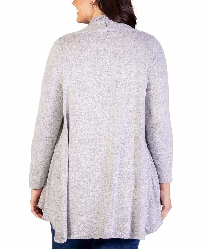 24seven Comfort Apparel Plus Open Front Long Sleeve Cardigan Sweater