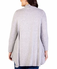 24seven Comfort Apparel Plus Open Front Long Sleeve Cardigan Sweater