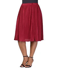 24seven Comfort Apparel Plus Elastic Waistband Party Midi Skirt