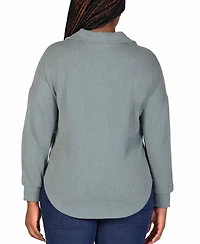 24seven Comfort Apparel Plus Rib Button Up Shirt Jacket