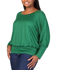 24seven Comfort Apparel Plus Round Neck Banded Bottom Top