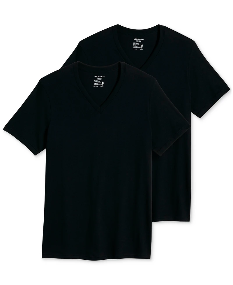 Jockey Men's Big & Tall Classic Tagless V-Neck Undershirt 2-pack