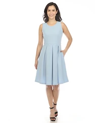White Mark Women's Solid Fit and Flare Dress