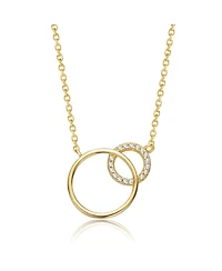 Rachel Glauber 14K Gold Plated Cubic Zirconia Entwined Triple Eternity Circle Necklace