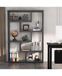 Tribesigns 6-Shelf Industrial Bookshelf, Vintage Etagere Bookcase, 69 Inch Tall Storage Display Staggered Shelves for Home Office