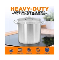 NutriChef Stainless Steel Cookware Stockpot - 35 Quart, Heavy Duty Induction Pot, Soup Pot With Stainless Steel Lid