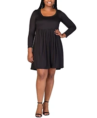 24seven Comfort Apparel Plus Size Long Sleeve Knee Length Dress