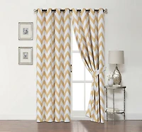 Kate Aurora 2 Pack Room Darkening Juvi Chevron Grommet Top Window Curtains With Tiebacks