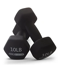 HolaHatha 5, 10, and 15 Lb Neoprene Dumbbell Free Hand Weight Set w/ Rack, Multi