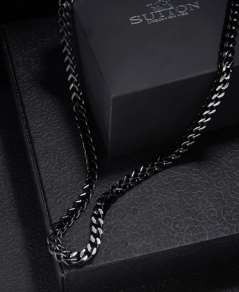 Rhona Sutton Black Silver Box Chain Stainless Steel Necklace