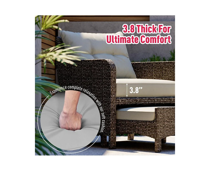Pamapic 5-Piece Wicker Patio Conversation Set with Cushions