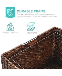 Best Choice Products Hyacinth Rolling Filing Cabinet Mobile Organizer Storage Basket w/ Lid, Locking Wheels
