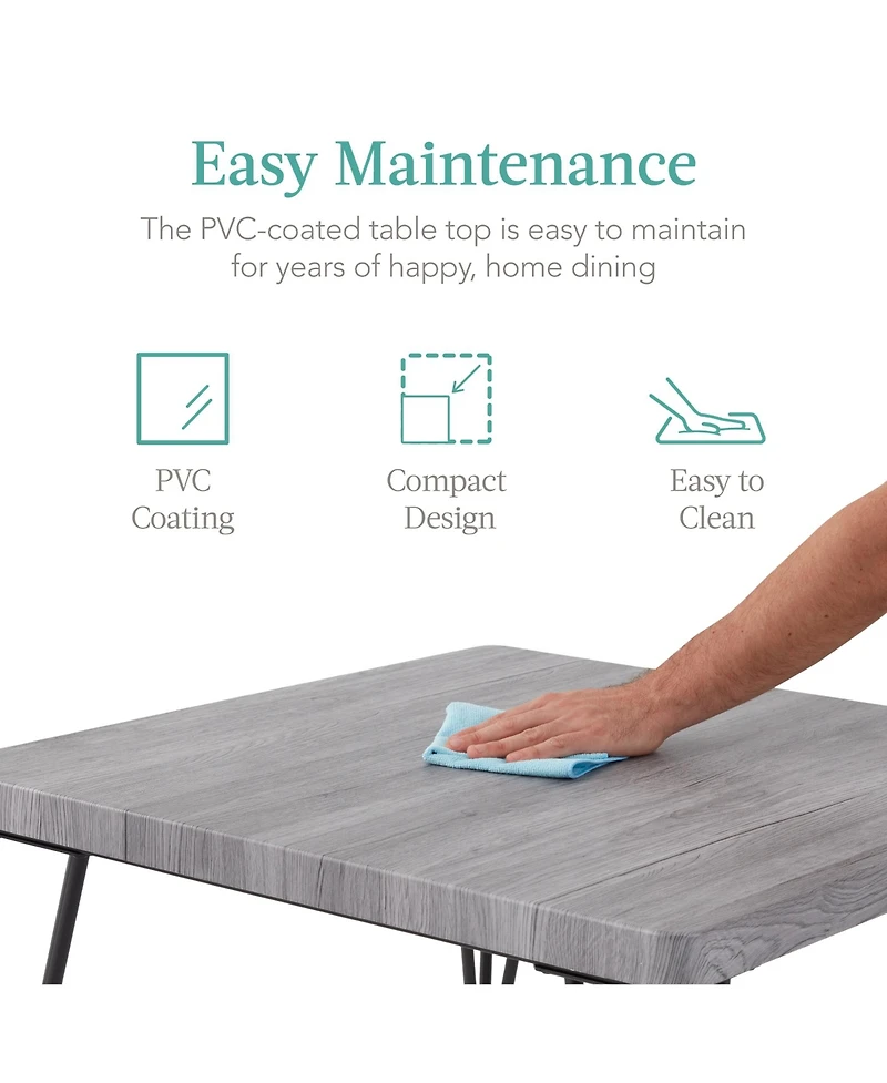 Best Choice Products 3-Piece Indoor Metal Wood Square Dining Table, Furniture Set w/ 2 Chairs