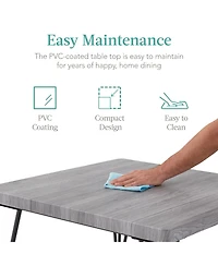 Best Choice Products 3-Piece Indoor Metal Wood Square Dining Table, Furniture Set w/ 2 Chairs