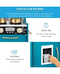 Best Choice Products Pretend Play Kitchen Wooden Toy Set for Kids w/ Telephone, Utensils, Oven, Microwave