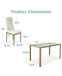 Best Choice Products 5-Piece Kitchen Dining Table Set w/ Glass Tabletop, 4 Faux Leather Chairs