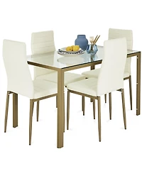 Best Choice Products 5-Piece Kitchen Dining Table Set w/ Glass Tabletop, 4 Faux Leather Chairs