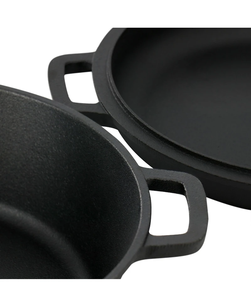 MegaChef 5 Quart Pre-Seasoned 2-in-1 Cast Iron Dutch Oven and Skillet