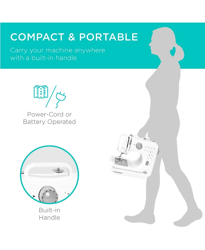 Best Choice Products 6V Portable Sewing Machine, 42-Piece Beginners Kit w/ 12 Stitch Patterns
