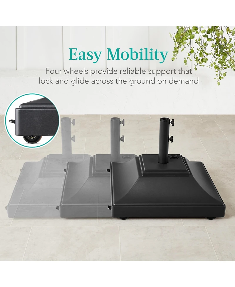 Best Choice Products Mobile Umbrella Base, Fillable Heavy-Duty Market Stand w/4 Wheels, 2 Locks, 120lb Capacity