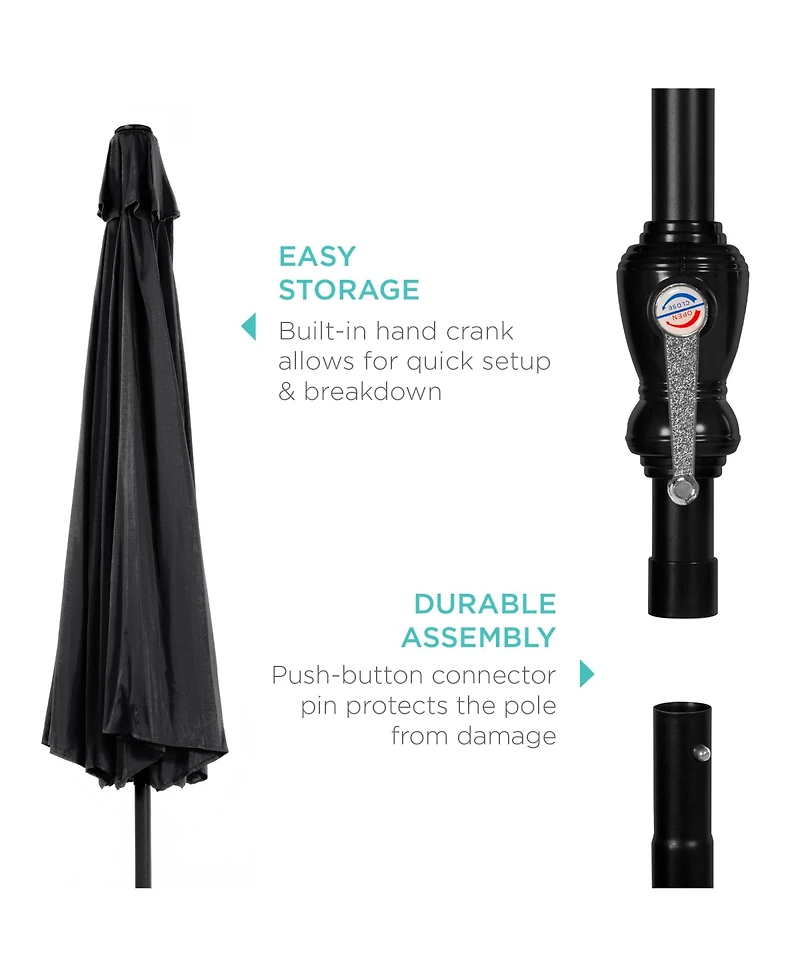 Best Choice Products 10ft Outdoor Steel Market Patio Umbrella w/ Crank, Tilt Push Button, 6 Ribs