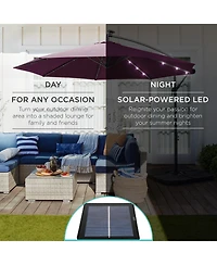 Best Choice Products 10ft Solar Led Offset Hanging Outdoor Market Patio Umbrella w/ Adjustable Tilt