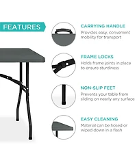 Best Choice Products 8ft Plastic Folding Table, Indoor Outdoor Heavy Duty Portable w/ Handle, Lock for Picnic