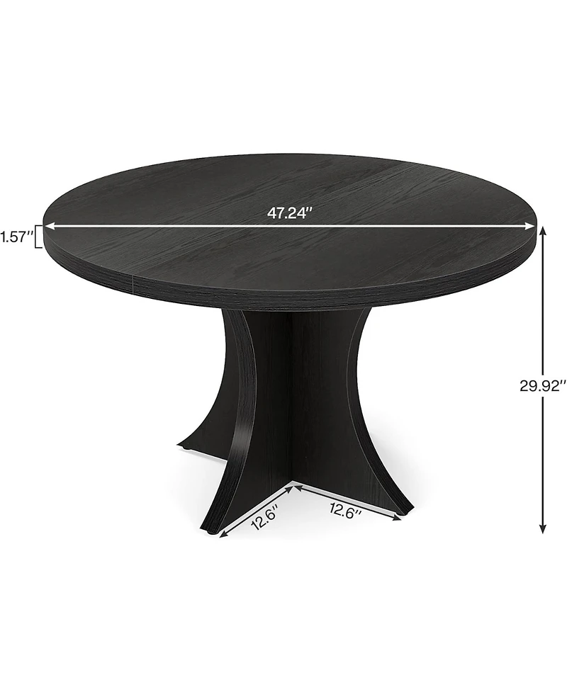 Tribesigns Round Dining Table for 4-6, 47.24-Inch Farmhouse Kitchen Table, Wood with Pedestal Base, Small Dinner