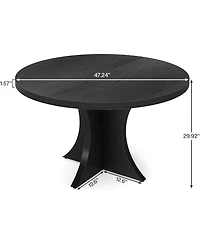 Tribesigns Round Dining Table for 4-6, 47.24-Inch Farmhouse Kitchen Table, Wood with Pedestal Base, Small Dinner